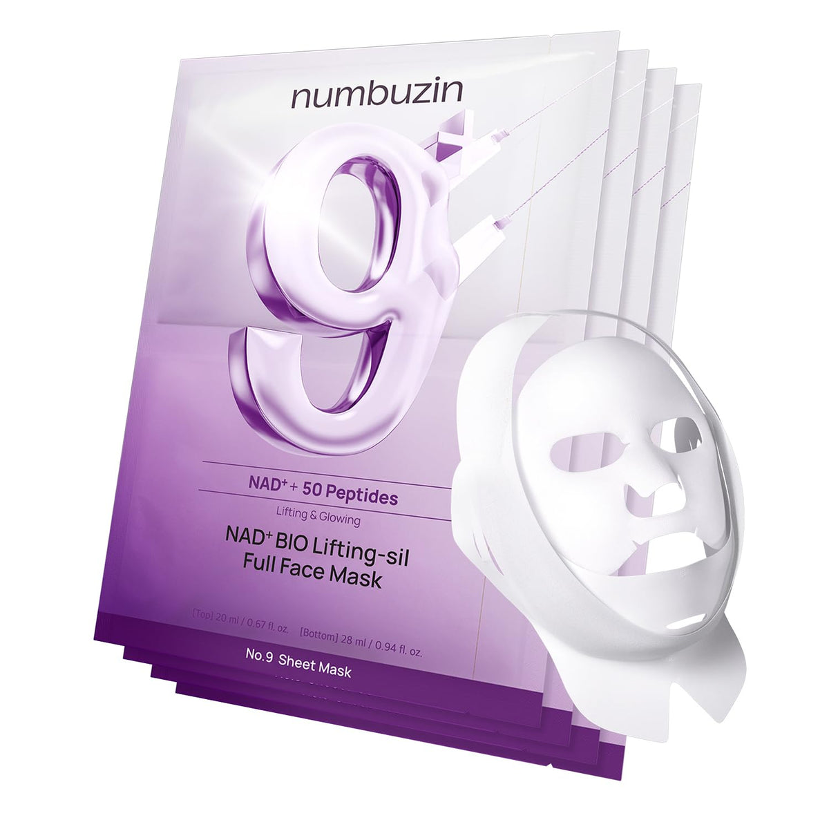 NUMBUZIN No.9 NAD+ Bio lifting-sil Full Face Mask (4 ea) 100 ml