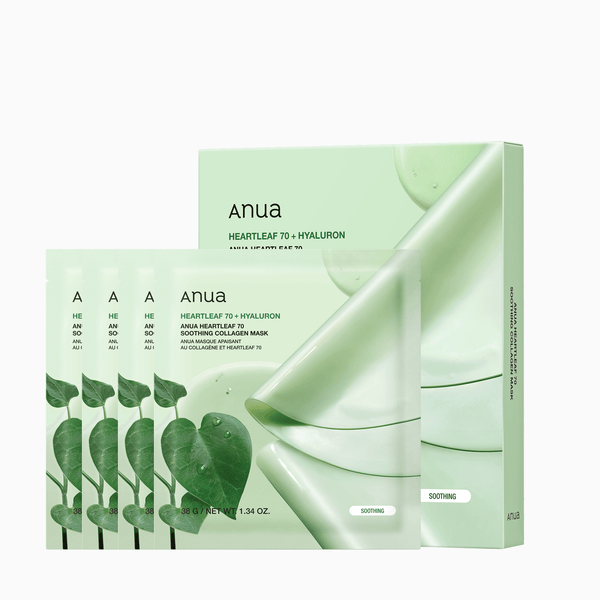ANUA Heartleaf 70 + Hyaluron Soothing Collagen Mask (4 ea) 38 g