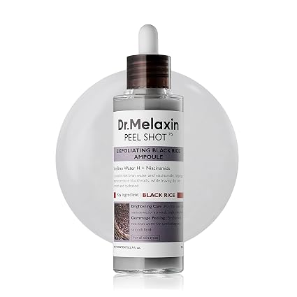 Dr. MELAXIN Peel Shot Black Rice Exfoliating Ampoule, Face Exfoliator 80 ml
