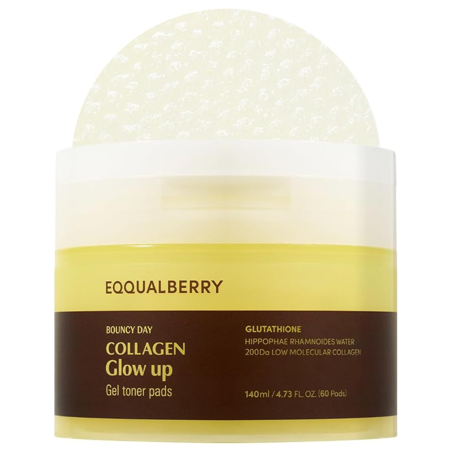 EQQUALBERRY Collagen glow up gel toner pads (60 pads) 140 ml