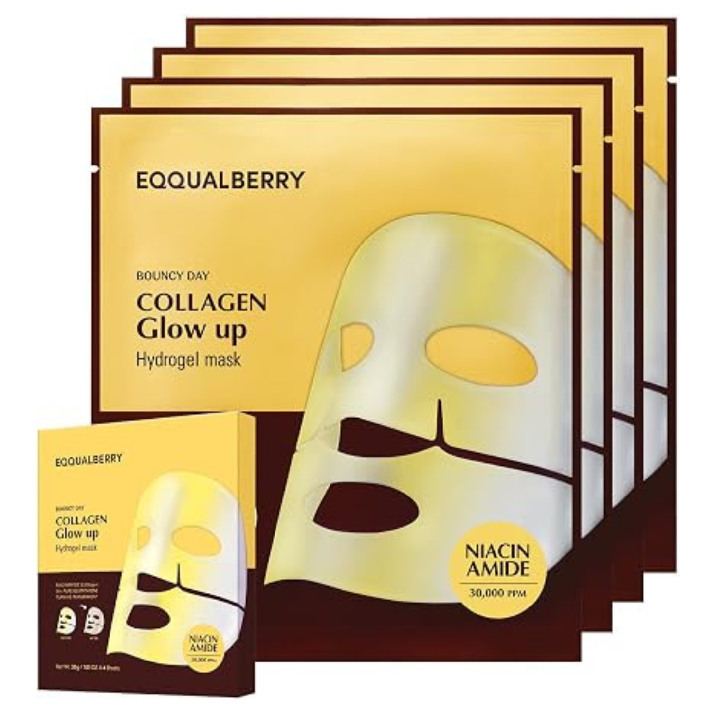 EQQUALBERRY Collagen glow up hydrogel mask (4 ea) 120 ml