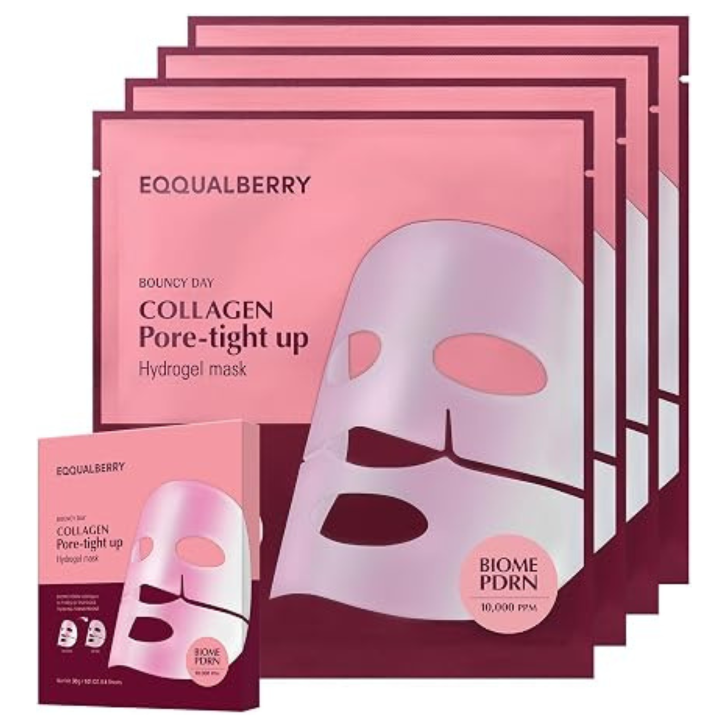 EQQUALBERRY Collagen pore tight up hydrogel mask (4 ea) 120 ml