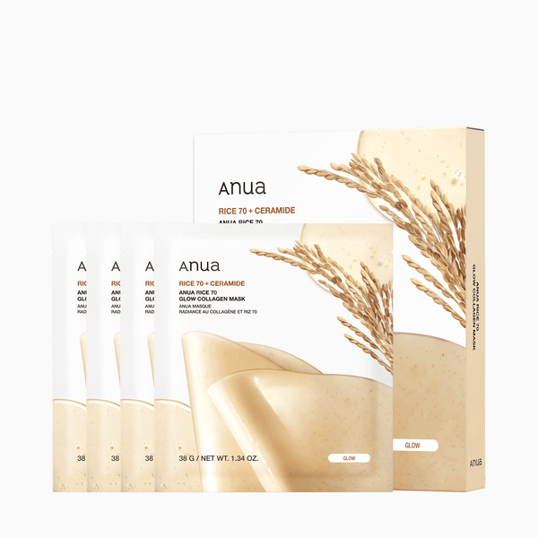 ANUA Rice 70 + Ceramide Glow Collagen Mask (4 ea) 38 g