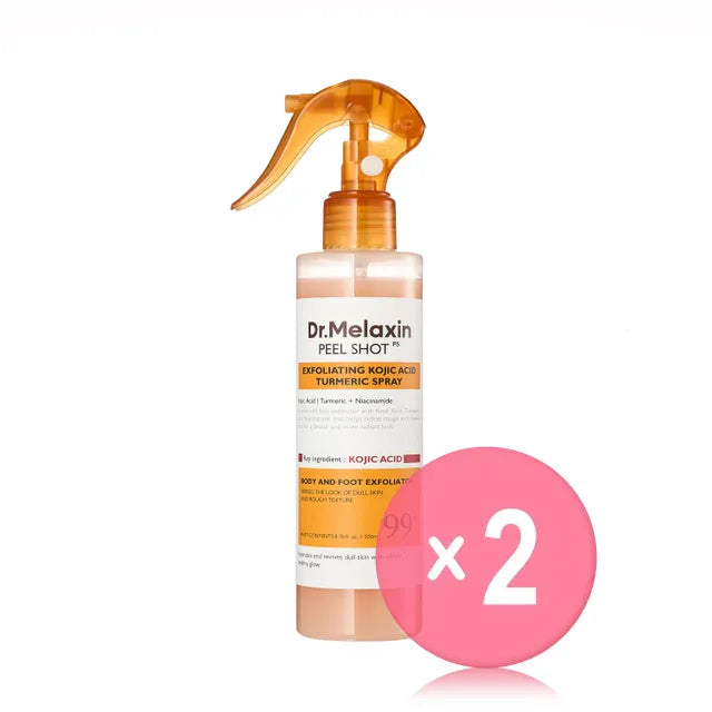 Dr. MELAXIN Peel Shot Exfoliating Kojic Acid Turmeric Spray 2pcs Bundle Set